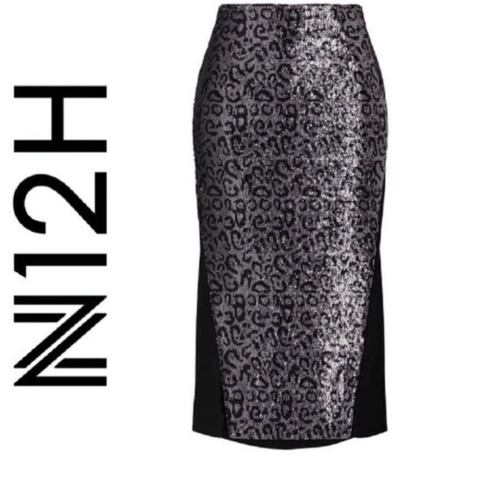 N12h First Row Sequin Midi Purple Leopard Print S… - image 1